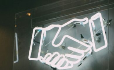 human hand neon signage